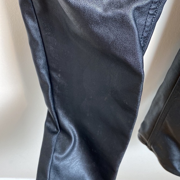 H&M faux leather high waisted skinny pant legging with zip black - Picture 7 of 7